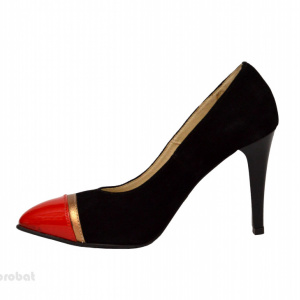 Pantofi stiletto dama eleganti din piele naturala velur cod P341