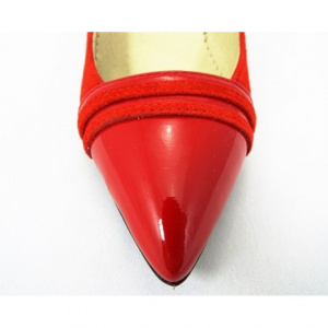 Pantofi stiletto rosii dama eleganti din piele naturala cod P318