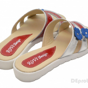 Papuci dama piele naturala cu floricele cod PP13