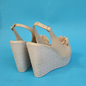 Sandale bej dama din piele naturala platforma 11 cm cod S312BEJ