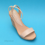 Sandale dama bej cu platforma de 10,5 cm din piele naturala cod S53BEJ