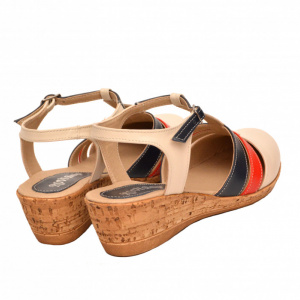 Sandale dama bej cu platforma din piele naturala cod S57