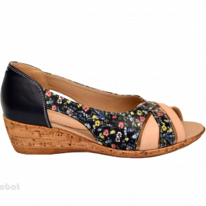 Sandale dama multicolore cu platforma din piele naturala cod S62