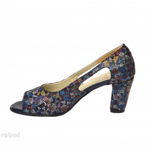 Sandale multicolore dama din piele naturala toc 7,5 cm cod S308