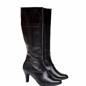 Cizme dama negre din piele naturala cu toc cod LSSG328 - LICHIDARE STOC