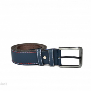 Curea piele naturala Bleumarin cu cusaturi (latime 3,7 cm) - cod C146