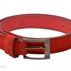 Curea piele naturala rosie (latime 3 cm) - Curea rosie piele naturala C18