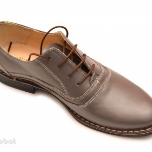 Pantofi barbati piele naturala Gri casual-eleganti cu siret cod P52