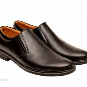 Pantofi barbati piele naturala negri casual-eleganti cu elastic cod P132