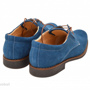 Pantofi barbati piele naturala velur Albastri casual-office - cod P66