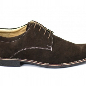 Pantofi barbati piele naturala velur maro casual-eleganti cu siret cod P25M