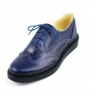 Pantofi dama bleumarin casual-eleganti din piele naturala Oxford cod P60BLM