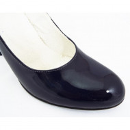 Pantofi dama bleumarin eleganti din piele naturala lacuita cu toc de 9 cm cod P335