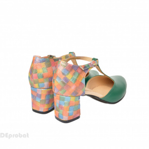 Pantofi dama eleganti din piele naturala, culori combinate cod P398