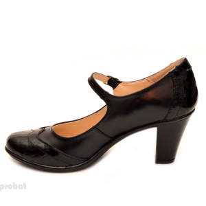 Pantofi dama eleganti din piele naturala negri cu toc de 7 cm cod P105