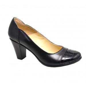 Pantofi dama eleganti negri din piele naturala cod P124