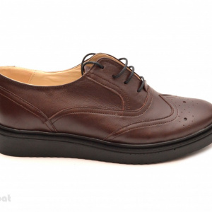 Pantofi dama maro casual-eleganti din piele naturala Oxford Brown cod P60M