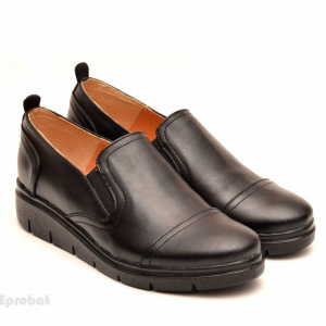 Pantofi dama negri sport-casual din piele naturala cu elastic cod P106