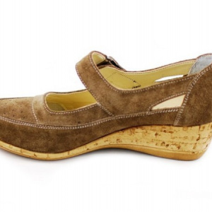 Pantofi dama piele naturala maro velur cu platforma cod P87MVEL - Made in Romania