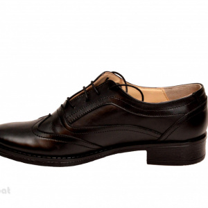 Pantofi dama piele naturala negri cu siret cod P14 - Made in Romania