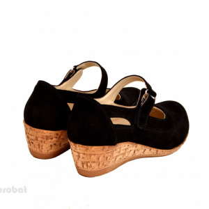 Pantofi dama piele naturala negri velur cu platforma cod P87NVEL - Made in Romania