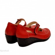 Pantofi dama piele naturala rosii cu platforma cod P15R - Made in Romania