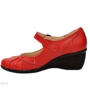 Pantofi dama rosii din piele naturala cu platforma cod P156R - Made in Romania