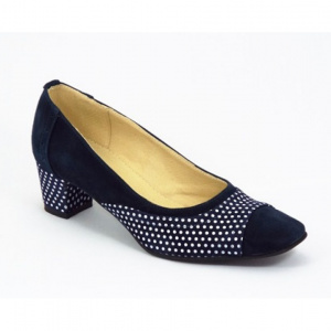 Pantofi eleganti dama bleumarin din piele naturala velur cod P321