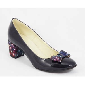 Pantofi eleganti dama bleumarin lacuiti din piele naturala cod P327