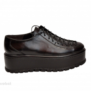 Pantofi negri dama cu talpa inalta 5,5 cm din piele naturala cod P188N
