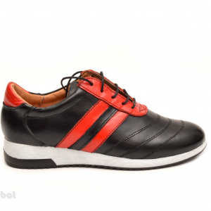 Pantofi sport dama piele naturala negru cu rosu cod P79 - Made in Romania