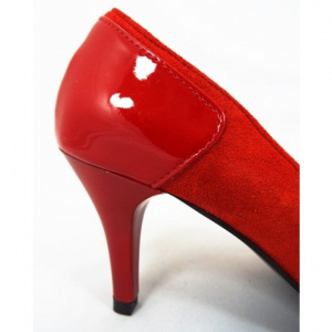 Pantofi stiletto rosii dama eleganti din piele naturala cod P318