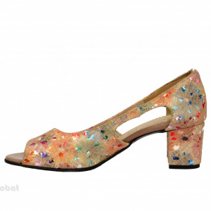 Sandale multicolore dama din piele naturala toc 5 cm cod S301