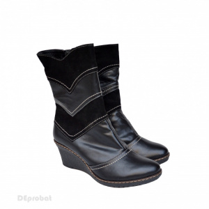 Cizme scurte dama negre din piele naturala cod LSSG305 - LICHIDARE STOC 39