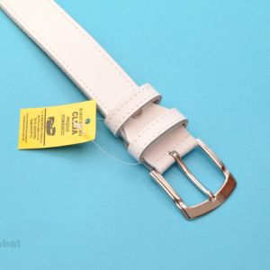 Curea piele naturala casual-eleganta alba (latime 3,5 cm) - Curea alba piele C46