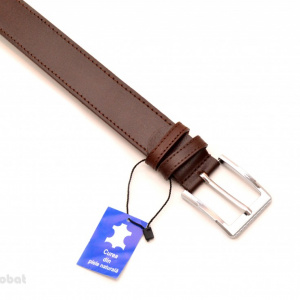 Curea piele naturala maro cu cusatura (latime 3,7 cm) - Curea maro piele naturala C31