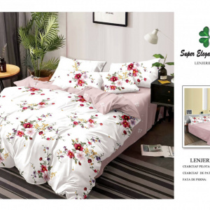 Lenjerie de pat din bumbac satinat Finet - Produs romanesc, calitate inalta - cod LJ402