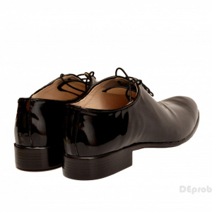 Pantofi barbatesti negri lacuiti din piele naturala casual-eleganti cod P65NL - Editie de LUX
