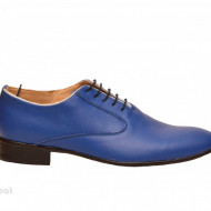 Pantofi barbati piele naturala albastri casual-eleganti cod P165A - Editie de LUX
