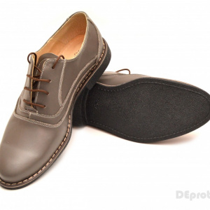 Pantofi barbati piele naturala Gri casual-eleganti cu siret cod P52