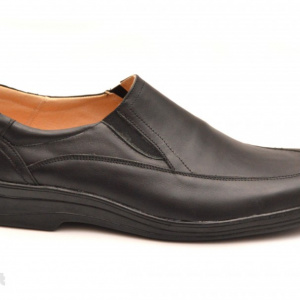Pantofi barbati piele naturala negri casual-eleganti cu elastic cod P61