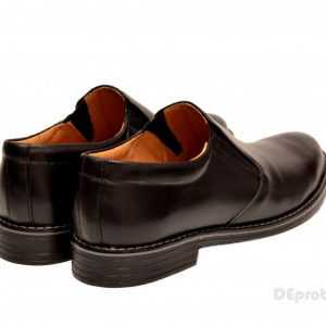 Pantofi barbati piele naturala negri casual-eleganti cu elastic cod P132