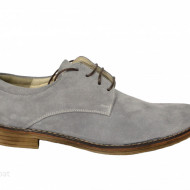 Pantofi barbati piele naturala velur gri casual-eleganti cu siret cod P204G