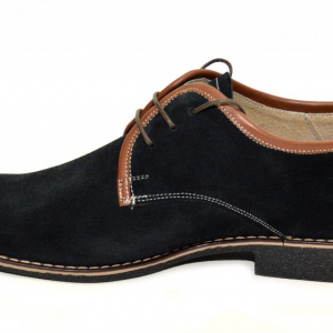 Pantofi barbati piele naturala velur negri casual-eleganti cu siret cod P24