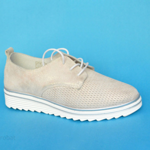 Pantofi dama bej sidefati casual din piele naturala cod P700