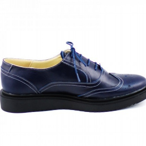 Pantofi dama bleumarin casual-eleganti din piele naturala Oxford cod P60BLM