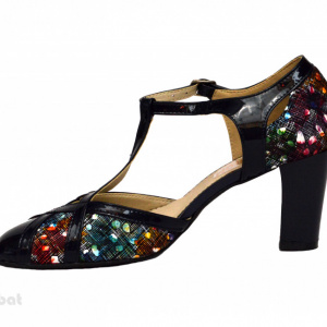 Pantofi dama bleumarin cu toc aplicat din piele naturala cod P344