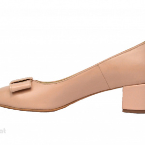 Pantofi dama eleganti cu toc imbracat din piele naturala bej cod P355