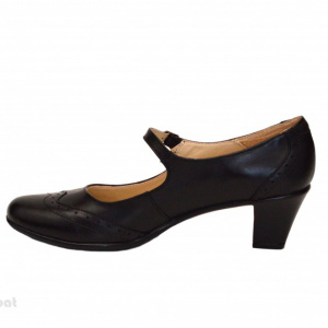 Pantofi dama eleganti din piele naturala negri cu toc de 5 cm cod P143N