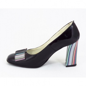 Pantofi dama eleganti din piele naturala negri lacuiti cod P322